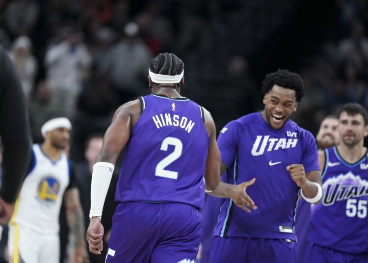 Blake Hinson et Brice Sensabaugh (Jazz) contre les Warriors