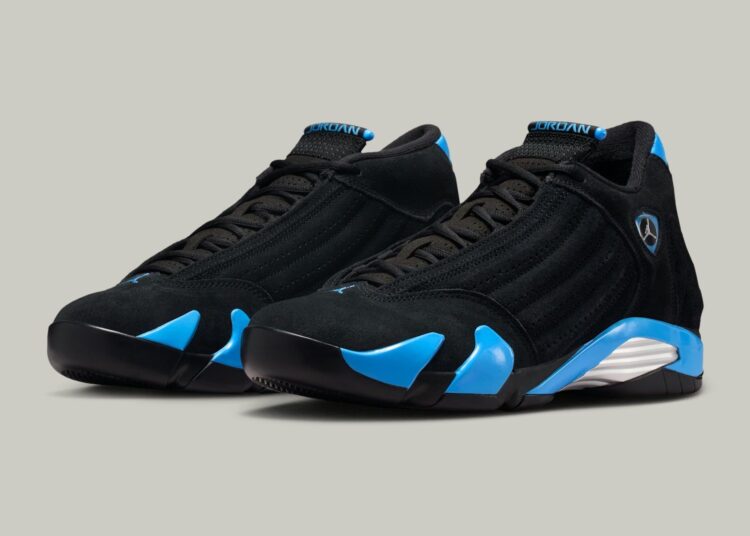 La Air Jordan 14 « University Blue » pied au plancher