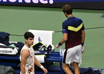 US Open > Medvedev sur le retour d'Alcaraz : "Je trouve ça très beau de le voir ici. Si j’en ai l'occasion, j'irai sans doute voir son match. En plus, il affronte mon ami au premier tour, donc ça va être intéressant"