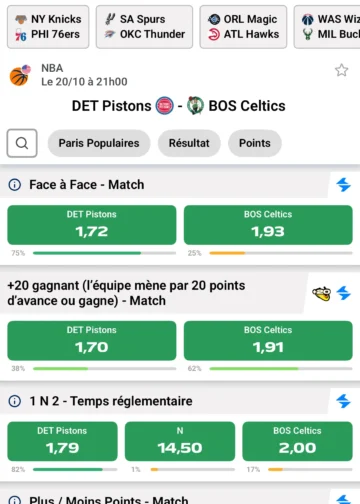 J’ai choisi le 1er match NBA de la saison Pistons vs Celtics